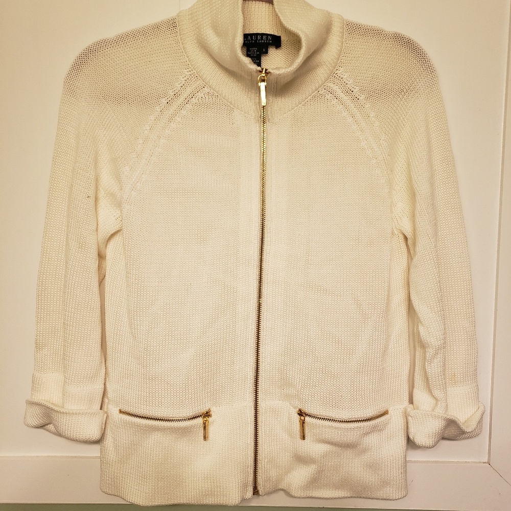 Ralph Lauren 3/4 Sleeve zip up cardigan